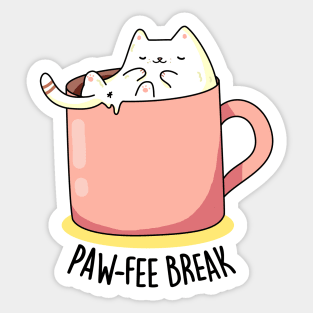 Pawfee Break Cute Coffee Cat Pun Sticker